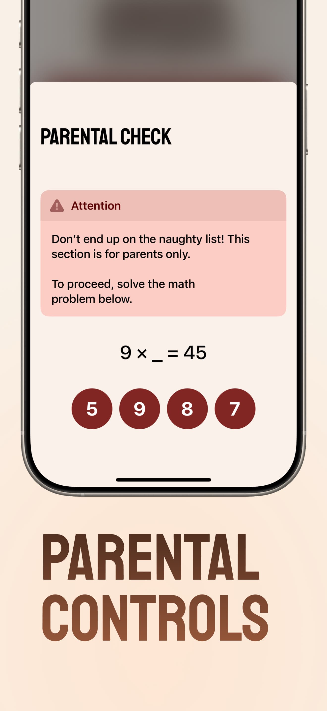 Parental controls interface